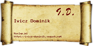 Ivicz Dominik névjegykártya